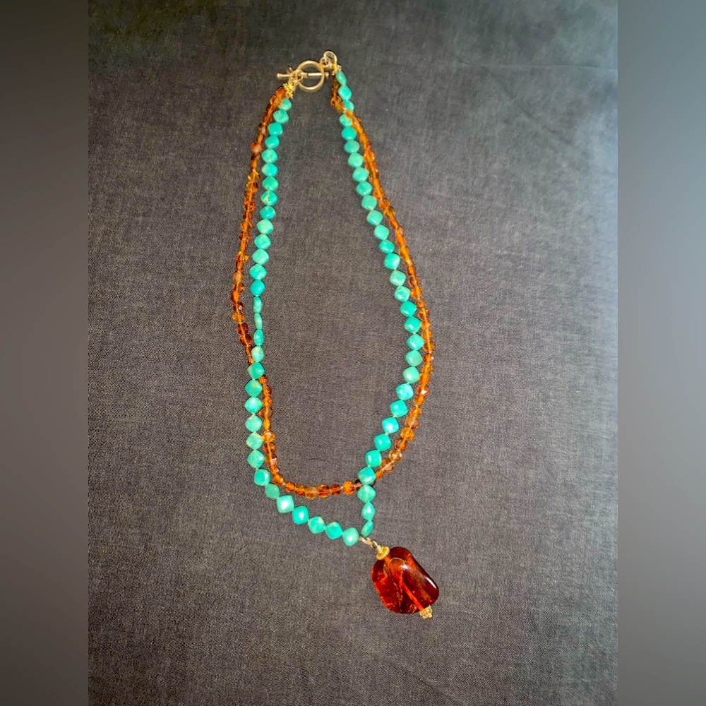 Vintage turquoise  / Amber necklace